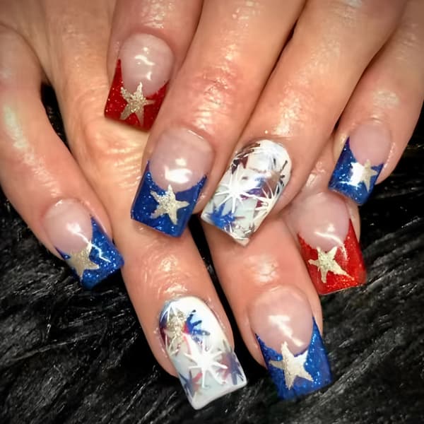 1Set Press on Nail Independence Day Artificial Glues on Nail Square False Nail