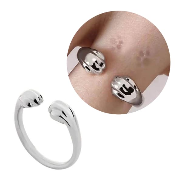 Søde Kattepote Ringe Unikt Omfavnende Design Åbne Ringe Smykker Stabelbare Ringe