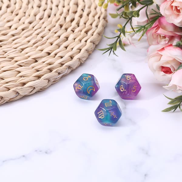 3 stk/sæt 12-sided terningesæt harpiks polyhedral astrologi konstellation spådom