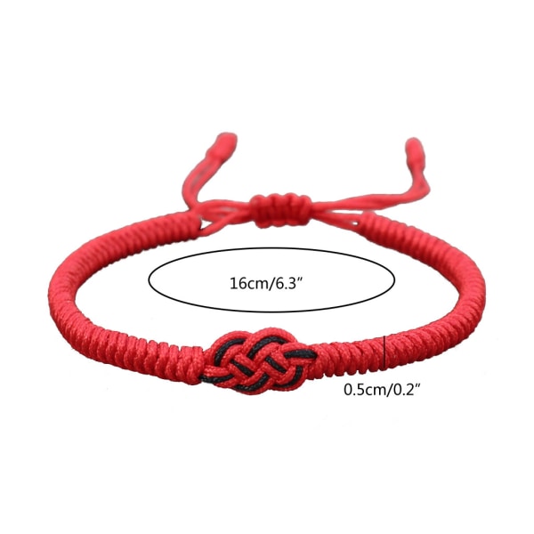 National Style Lucky Röd Svart String Armband Lovers Handgjord Flätad Concentric Knot Charm för Kvinnor Män Smycken Present Red