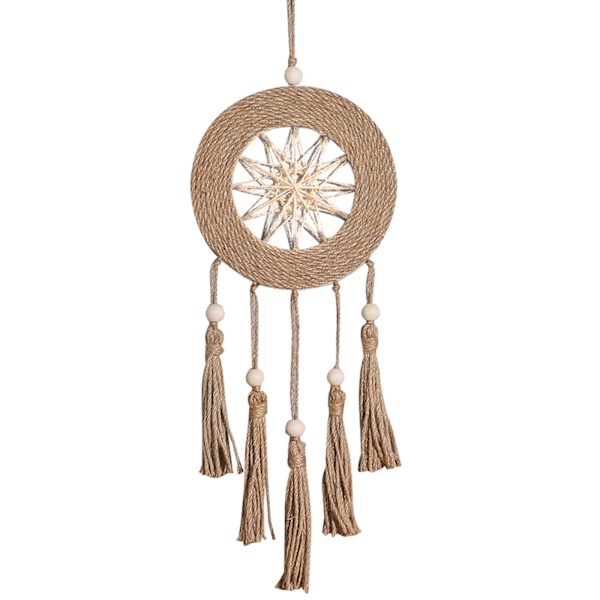 Boho-tyylinen seinävaate puuvillasta, käsintehty, seinälle ripustettava, makramee-seinävaate hapsuilla