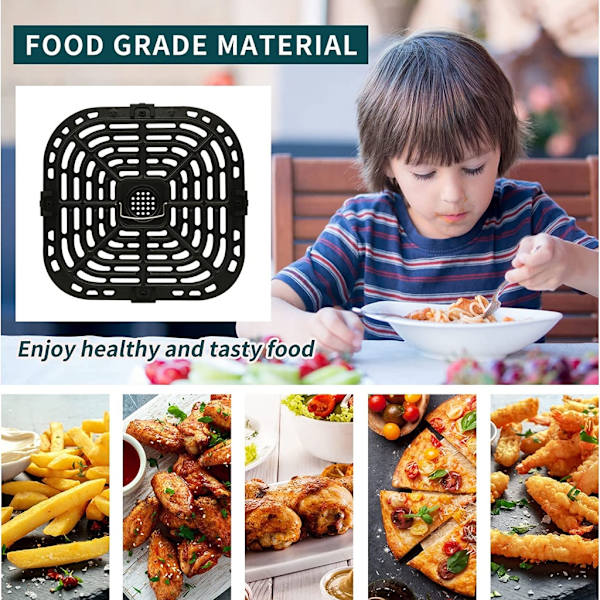 2-pack Food Safty Air Fryer Plattbyte Grill Pan Air Fryer bricka Metallmaterial för Instant Vortex 6QT Air Fryers