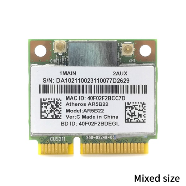 AR5B22 MINI PCIE trådlöst nätverkskort BT4.0 2.4/5G Dual-Frequency 300Mbps 802.11A/B/G/N för Y400 Y500 Y410P S215 U330