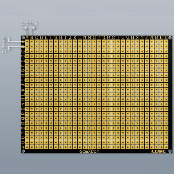 Flexibel dubbelsidig PCB FR4 0,4 mm kort med hål 2,54 delning tryckt papperskort