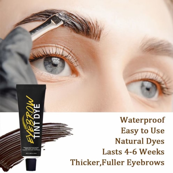 Omedelbar ögonbrynsfärg, naturligt semipermanent färgningssats för ögonbryn för 4-6 veckor långvarig och hemmabruk, 3 färg valfritt Black