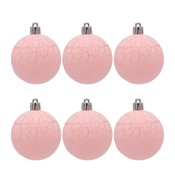 6 st Julgranskulor Hängande Ornament Sprickmönster Julgran Dekorativa Okrossbara Prydnader för Hem Festival Dekor