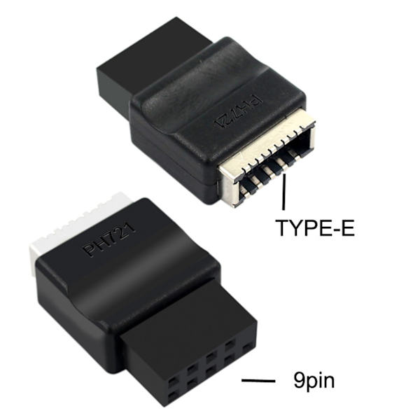Moderkort USB2.0 9Pin till Typ Frontanslutningar Omvandlare Header Adapter