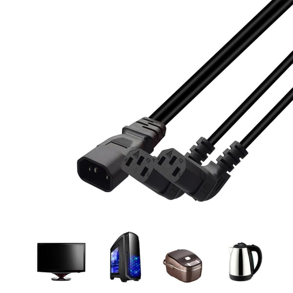 US Standard 3-benet IEC320 C14 til 2xC13 Y-splitterkabel til bærbare computere