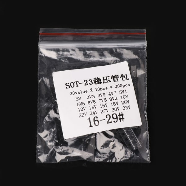 200st SOT23 SMD Diode Sample Kit 20 sorters varje 10st 3V-33V Zener SMD Diode
