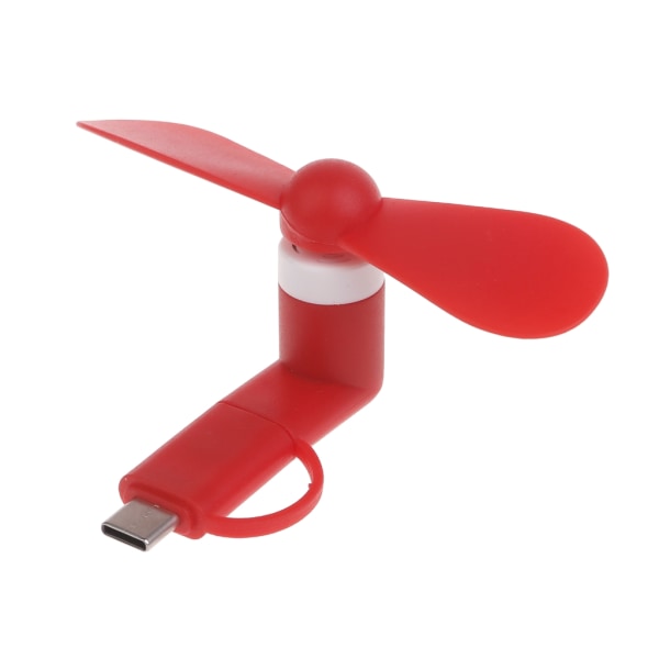 3 i 1 Bärbar Fläkt Typ C Micro USB Belysning Mobiltelefon Minikylare Resor för smartphone och surfplatta Red
