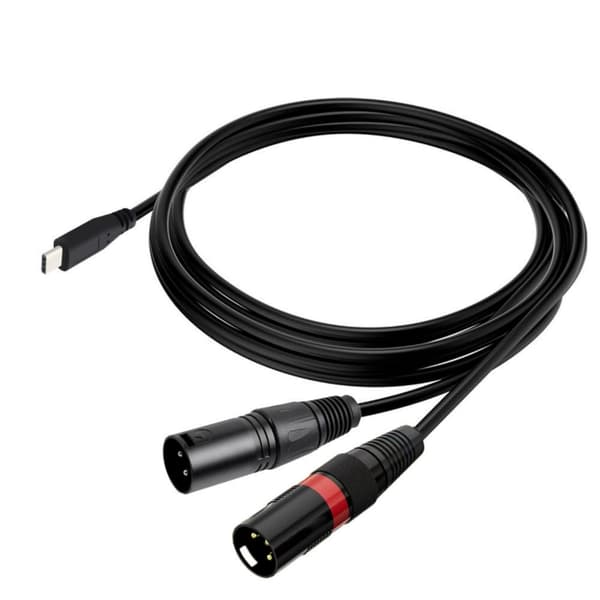 USB C til 2XLR hanlydlinjer til mixerkonsoller og forstærkere 100cm