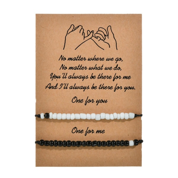 2x Pinky Promise Armband Beads Chain Armband för Par Bästa Vänner Matchande Avstånd Relation Tjej Smycken Present