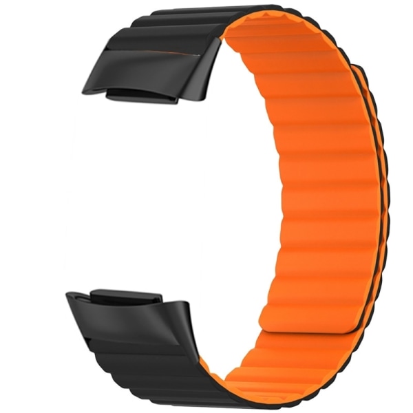 Andningsbar magnetrem kompatibel för laddning 6/5 Smartwatch Vattentät fashionabelt bälte Mjukt armband Armbandsögla Black orange