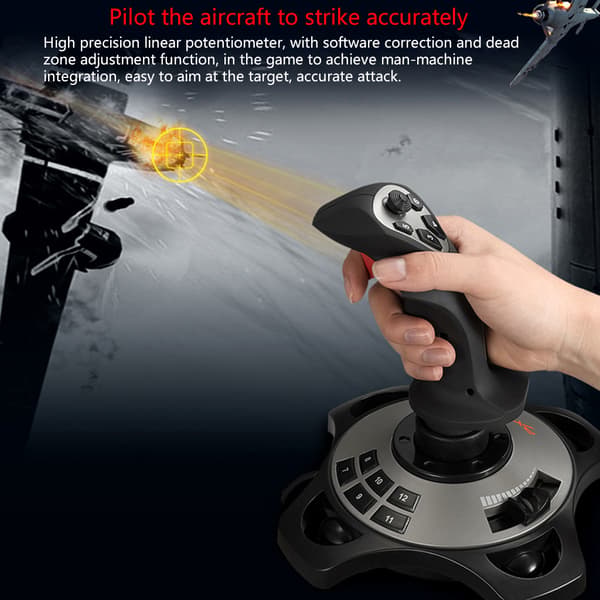 Vibrasjonsspillflyjoystick med USB-ladekabel for DC 5V/2A for PC