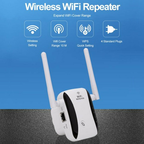 WiFi Range Extender Internet Booster Router Trådlös Signal Repeater Förstärkare Full täckning UK