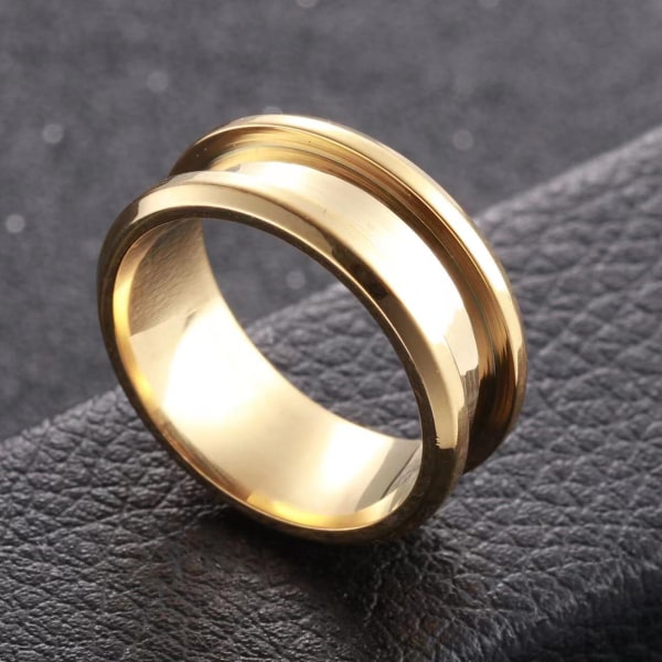 6 st 8mm rostfritt stål räflad fingerring kärna Blank för inläggningsring smycken göra polerad komfort räflad ring Gold