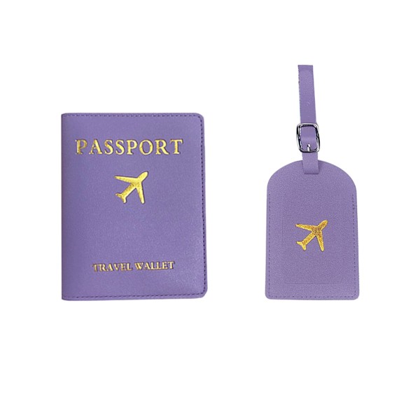 Passportholder i PU-lær med bagasjelapp for kvinner, menn, reisemoteelskere, par, bryllupsgave