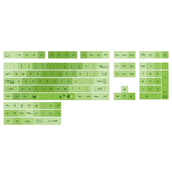 127 Keycaps PBT Dye-Sublimated Keycap PBT XDA Keycaps Grønn Lotusdam Tema Tastaturhetter MX-Struktur Gaming Tastaturer