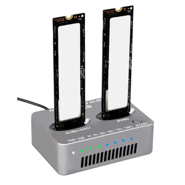Double Bay M.2 NVMe USB3.2 20G SSD Dockingstation til offline kloning