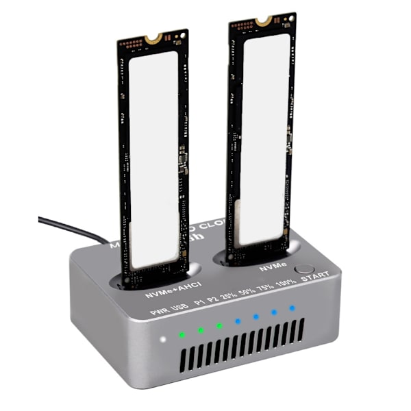 Dubbel Bay NVME Dockningsstation USB3.2 Typ C Extern Hårddisklåda 20Gbps