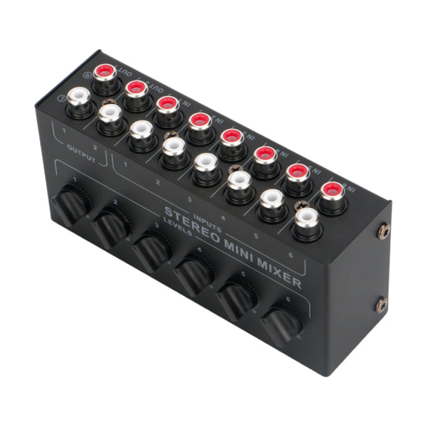 CX600 Mini Stereo 6-kanals Passiv Mixer Flerkanalsmixer Liten och sofistikerad Audio Stereo Mixer förstärkningsjustering