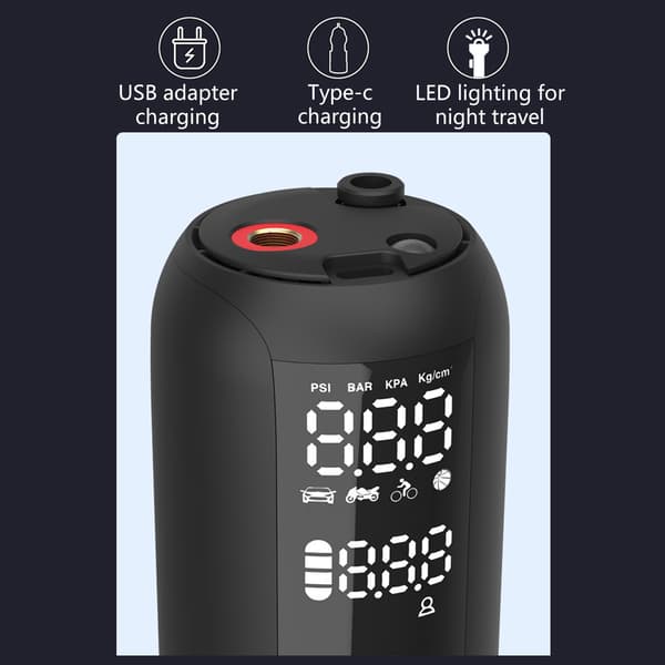 Automatisk Luftkompressor Elektrisk 2000mAh Powerbank Däck Uppblåsbar Pump