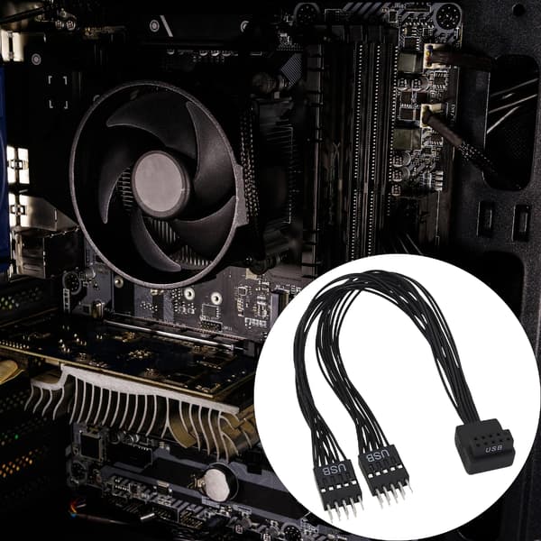 ClutterFree Desktop Solution Bent USB Header Extension 9Pin til Dobbel Port