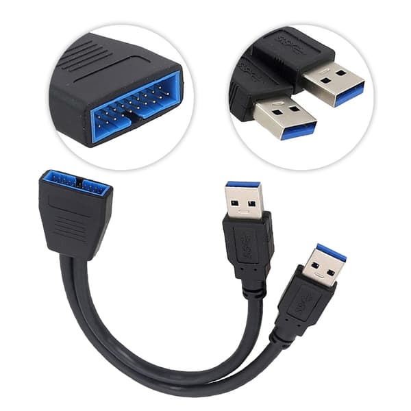 19-pinners USB-header USB3.0 1 til 2 splitter intern USB-forlengelseskabel