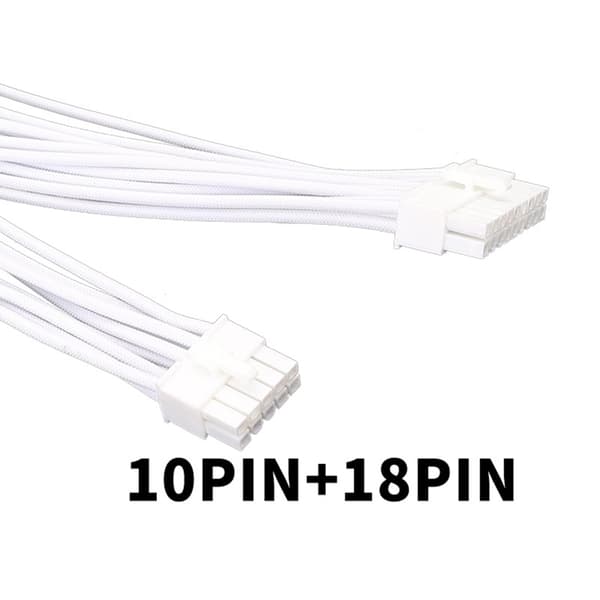 24PIN Modulär Strömkabel till 10+18PIN Flätad Vit Kabel 24Pins