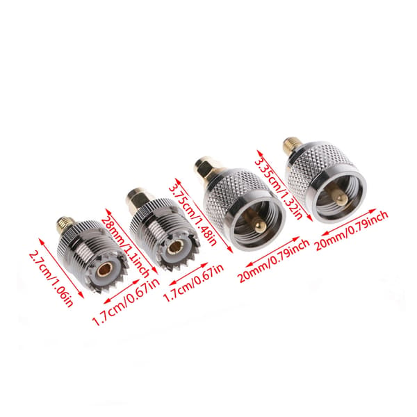 4 stk. A13 Kit Adapter PL259 SO239 til SMA Han Hun RF-stik Testkonverter