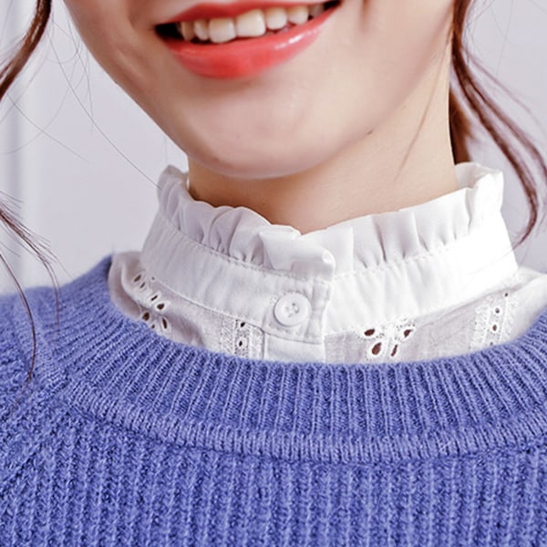 Kvinnor Spetskrage Pure Color Avtagbar Lapel Choker Halsband Skjorta Fake False Collar Blus Sweatshirt Väst Tillbehör
