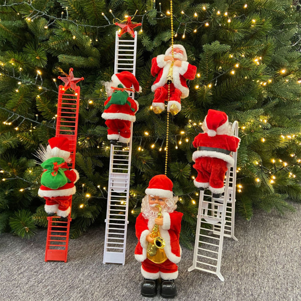 Automatiskt jultomten elektrisk klätterstege Musikprydnad Leksaker Julklapp till familjen vänner tonåring