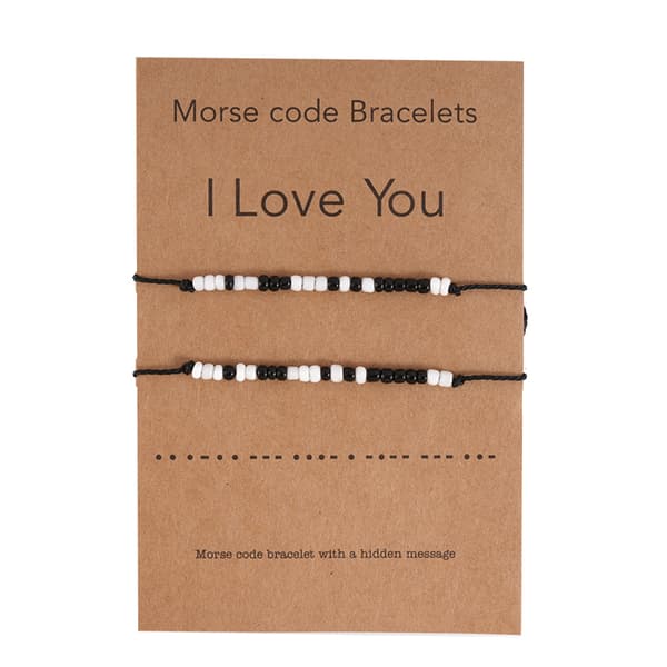 Handgjorda vänskapsberlocker 2 st/set Jag älskar dig Morse Code Armband för Unisex