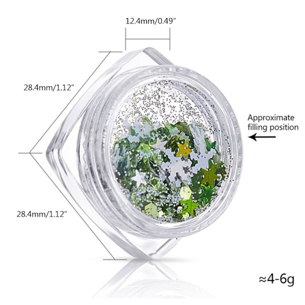 12 Grids Christmas Nail Art Glitter Paljetter Nail Glitter Snöflinga Nail Paljett Färgglad glittrande konfetti för DIY-dekorer