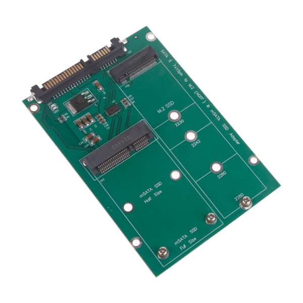 M.2 NGFF eller mSATA till Sata Adapter 2-i-1 NGFF eller mSATA Converter Reader Card Converter 2,5 tums hårddisk, Stöd Sata