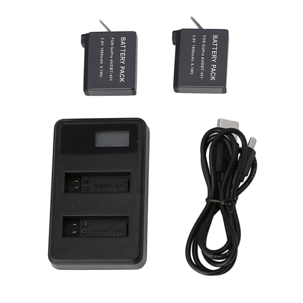 2 x 1600mAh Batteri AHDBT-401 + Dobbel USB Lader Kit Ny