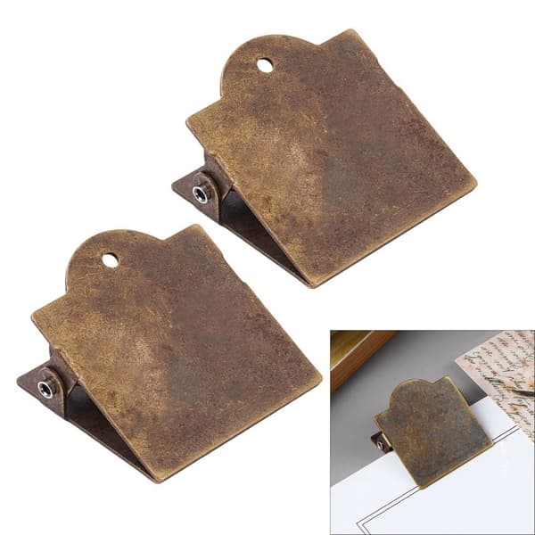 2 stk. retro notepapirclips metal dokumentklemme til kvitteringer, journal, notesbog