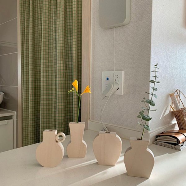 Trä växtkruka Handgjord köttig blomkruka inomhus Dekorativ för Foto Prop 804
