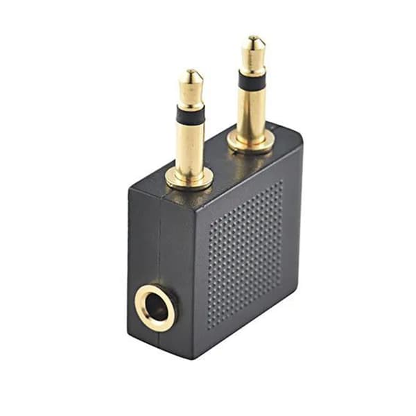 2 stk. forgyldt 3,5 mm 2 han til 1 hun hovedtelefon jack socket o adapter