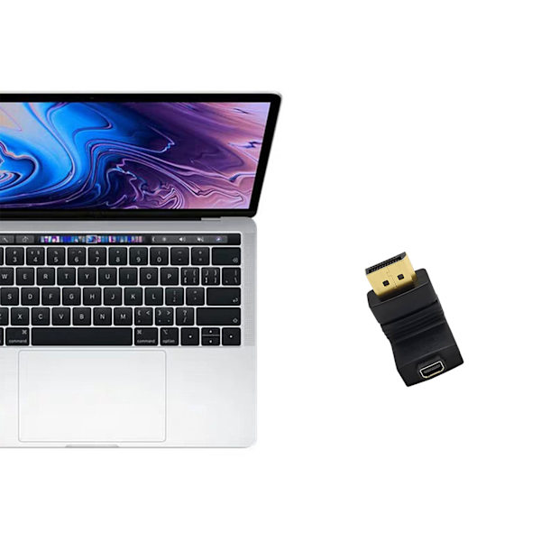 90 graders DisplayPort till Mini DisplayPort videokabeladapter DP hane till mini DP hona UPP/NER/VÄNSTER/HÖGER Vinklad Svart Right bend