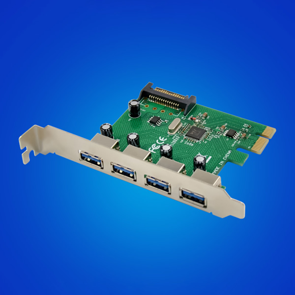 PCI E VL805 Fyrports USB 3.0 Super High-Speed Thermal Control Expansion Card USB HUB, 15PIN power för PC Miner