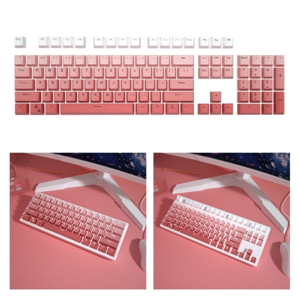 104 tangenter Gradient Bakgrundsbelysta Keycaps Tjock PBT OEM-profil 12mm för MX-switchar av mekanisk tangentbord Keycap Double-Shot