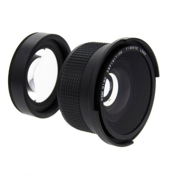 58 mm 0,35X vidvinkel Fisheye-objektiv med makrodel optisk glaskonverteringslins Vattentät för DSLR-närbilder
