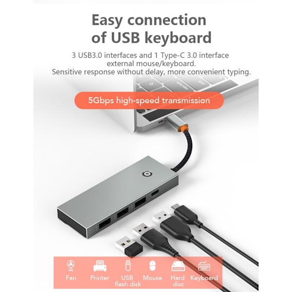 USB C Hub 6 i 1 Adapter Dockstation Stöd 4KHDMI2.0 2xUSB 3.0 PD100W Laddning Rj45 Ethernet-kontakt null - HC606A