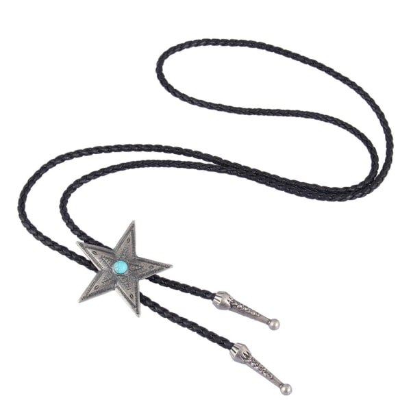 Lädervävt halsband Vintage Star Spänne Bälte Midjekedja Choker halsband Justerbar nyckelbenskedja Halsband Smycken Silver