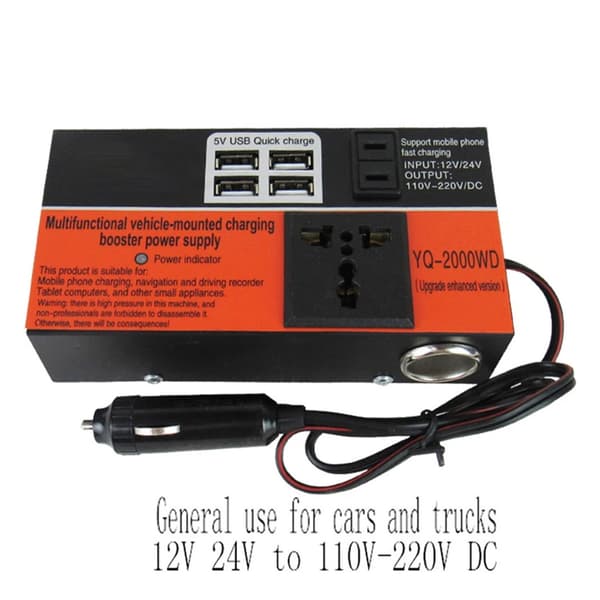 Strømomformer for lastebil, billaderadapter, konverterer 12V/24V til 110V/220V