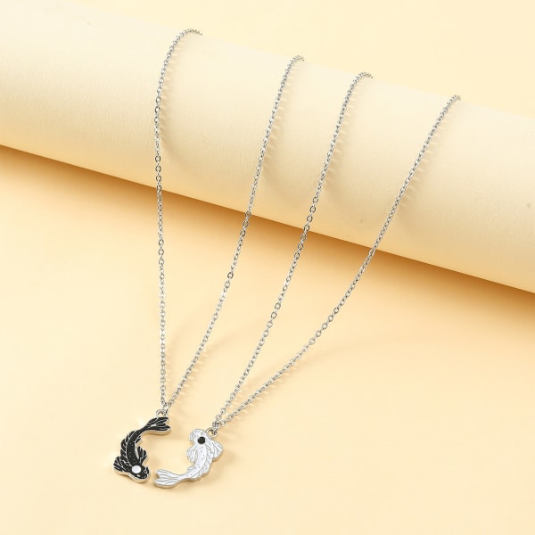 1/2x par flätat rep armband Tai för Chi Yin Yang Fish Armband Justerbar sladd Armband Halsband Set Lover Jewelr null - Necklace