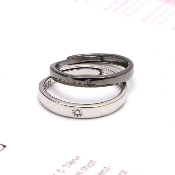 2 st för Sun Moon Lover Parringar Enkel matchande knogring Förlovningsbröllop Justerbar Ring Smycken för män Wo