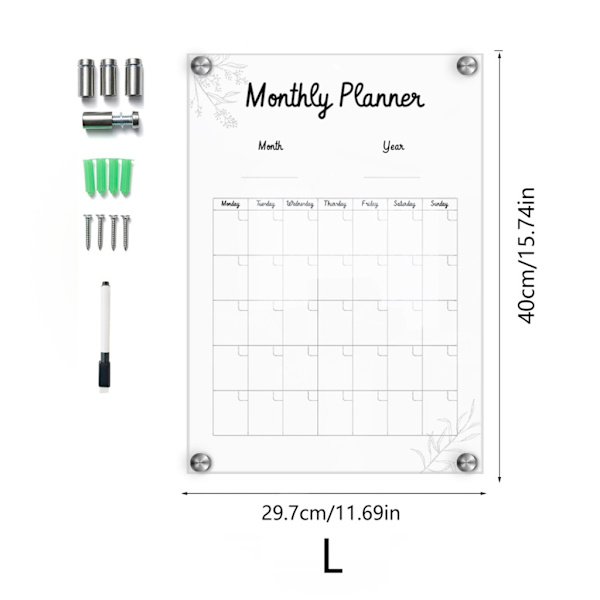 Klar Akryl Ukentlig Tavle Kalender To Do Liste Whiteboard 7 Dagers Planlegger for Måltidsplanlegging & Handlelister
