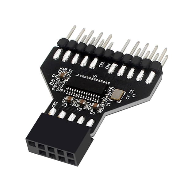 Moderkort USB 9-Pin Gränssnitt Header Splitter 1 till 2 Förlängningsadapter för PC Moderkortskontakt